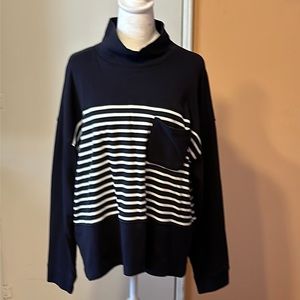 XXL Croft & Barrow Navy Blue Top with White stripes ( Like New)